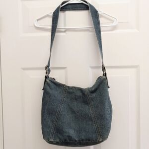 VTG Y2K Gap Denim Shoulder Hobo Bag 2002 Slouchy Boho Grunge Distressed